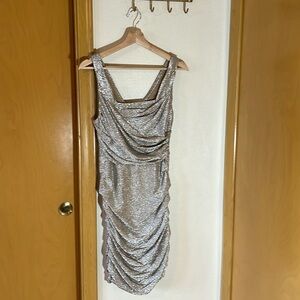 Express body con shimmery party dress